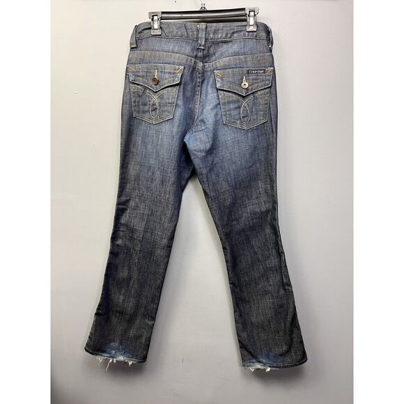 Calvin Klein Womens Lean bootcut denim Jeans Size 8 Mid Rise Dark Wash - Picture 2 of 9